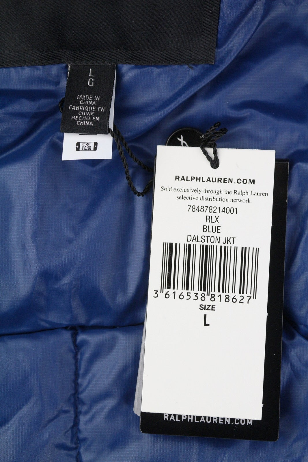 RLX RALPH LAUREN Dalston vyriška striukė L, mėlyna, su Pertex Quantum pūkų užpildu, RRP460 