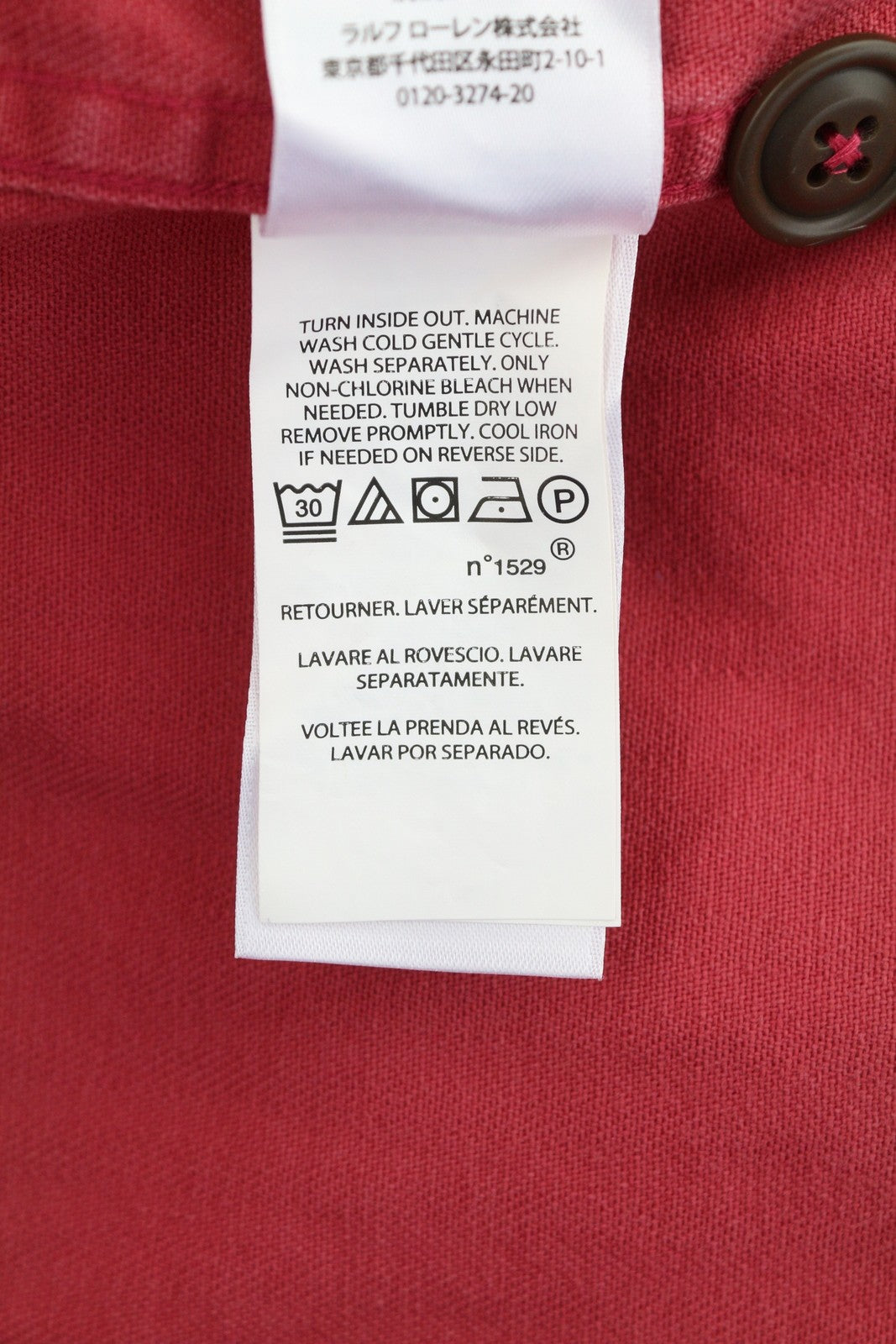 RALPH LAUREN vyriški marškinėliai M, raudoni, išblukę, klasikinio kirpimo, su sagomis užsegamomis kišenėmis, laisvalaikio stiliaus. 