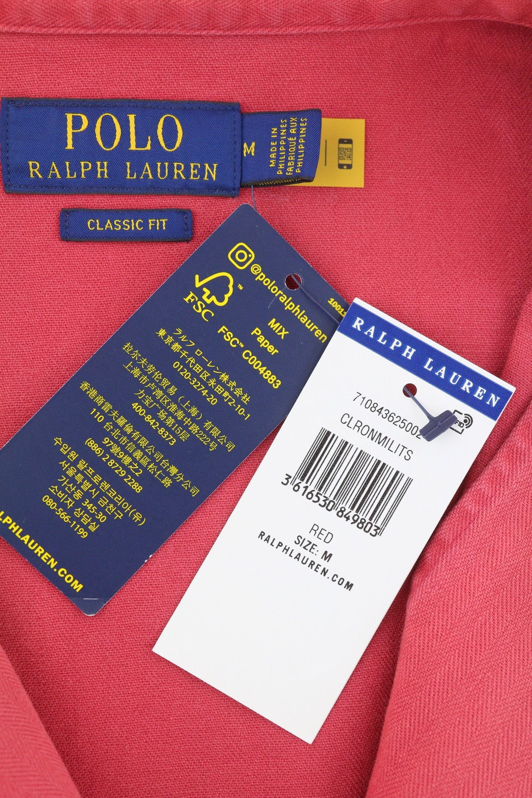 RALPH LAUREN vyriški marškinėliai M, raudoni, išblukę, klasikinio kirpimo, su sagomis užsegamomis kišenėmis, laisvalaikio stiliaus. 