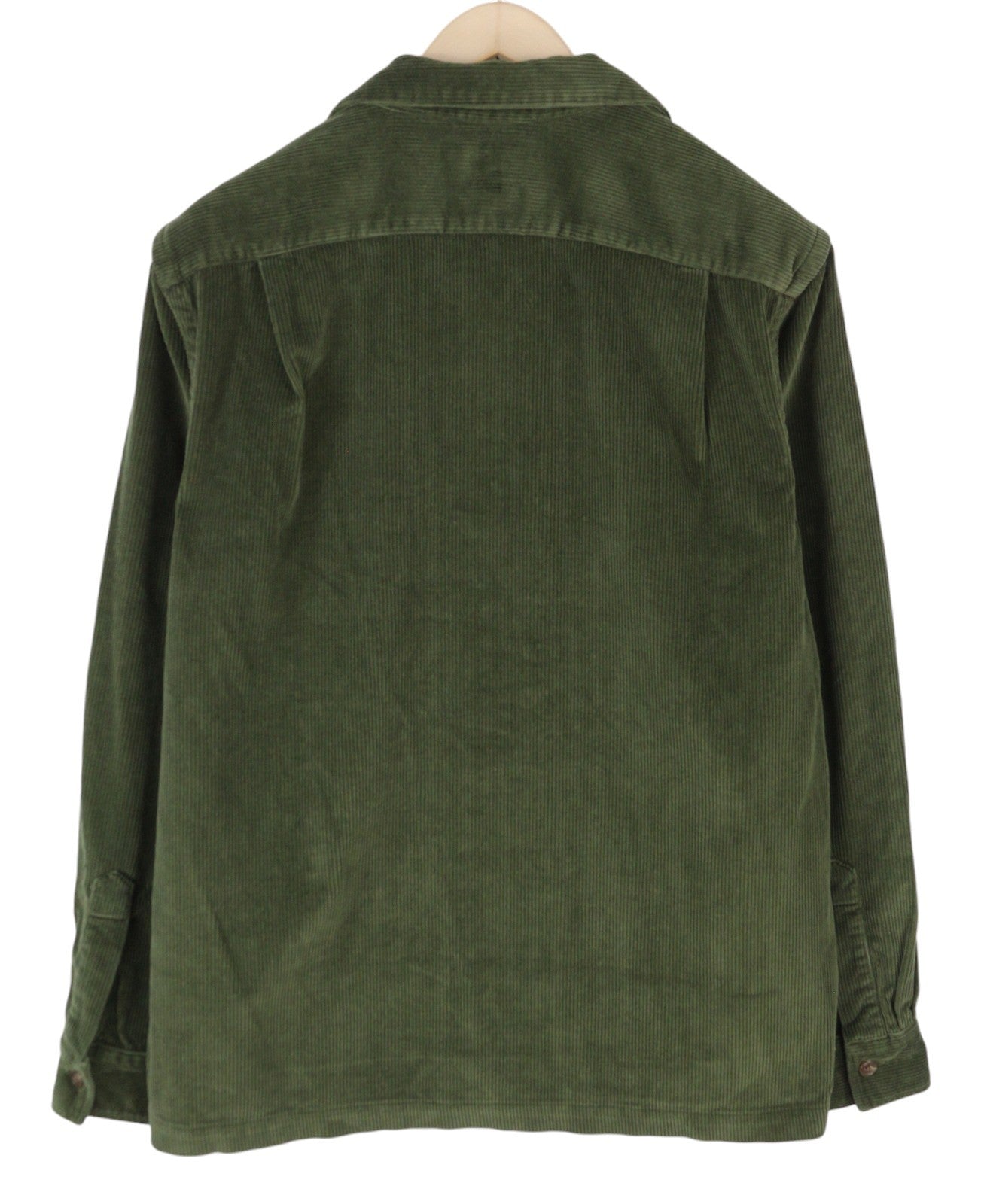 RALPH LAUREN vyriški marškinėliai M žali, velveto, klasikinio kirpimo, su užtaisytomis kišenėmis, laisvalaikio stiliaus. 