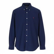 RALPH LAUREN vyriški marškinėliai, L dydžio, mėlyni, velvetiniai, individualaus kirpimo, su sagomis atspausdinta iškirpte, logotipas RRP169 