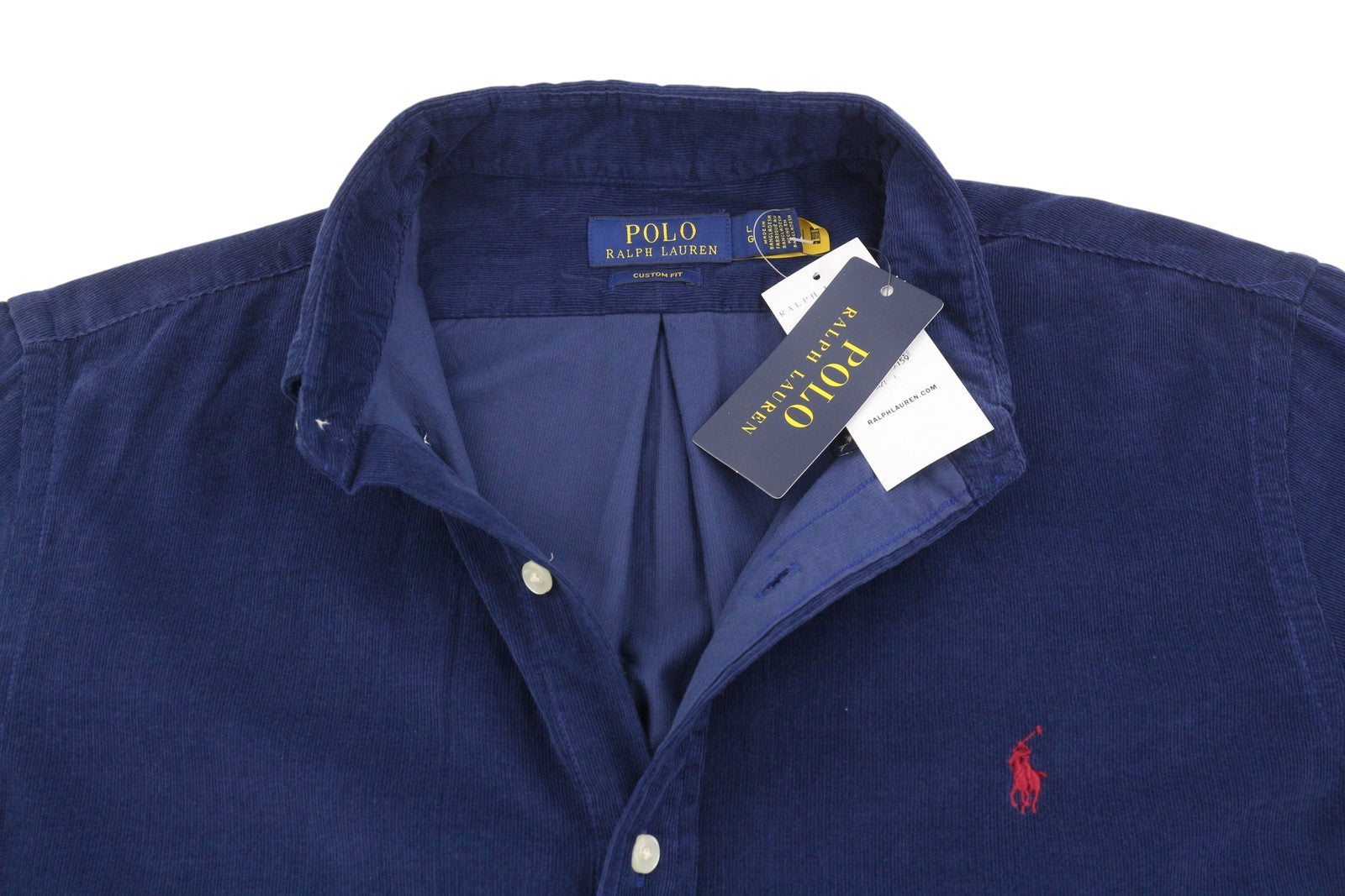 RALPH LAUREN vyriški marškinėliai, L dydžio, mėlyni, velvetiniai, individualaus kirpimo, su sagomis atspausdinta iškirpte, logotipas RRP169 