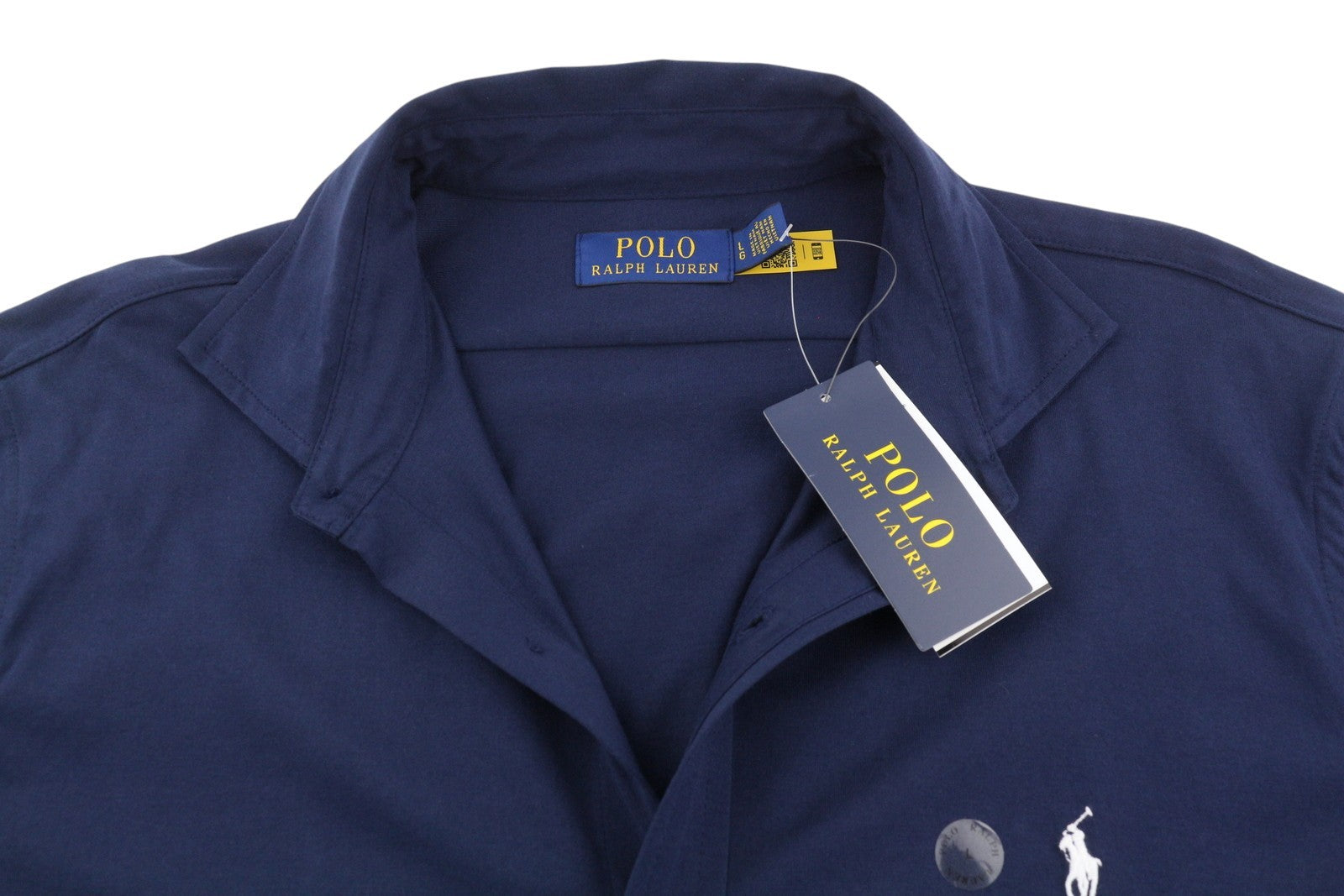 RALPH LAUREN vyriški marškinėliai L dydžio tamsiai mėlyni su iškirpte ir siuvinėtu logotipu RRP160 