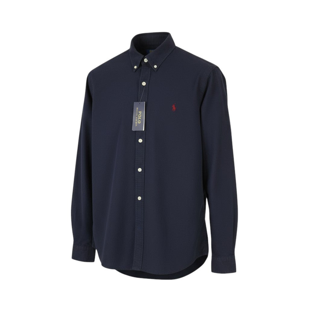 RALPH LAUREN „Core Replen“ vyriški marškinėliai M, mėlyni, su sagomis, prigludę, laisvalaikio stiliaus, RRP159 