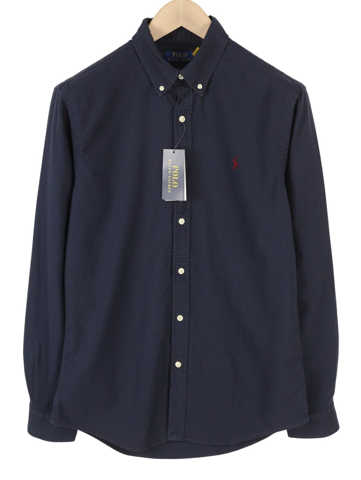 RALPH LAUREN „Core Replen“ vyriški marškinėliai M, mėlyni, su sagomis, prigludę, laisvalaikio stiliaus, RRP159 