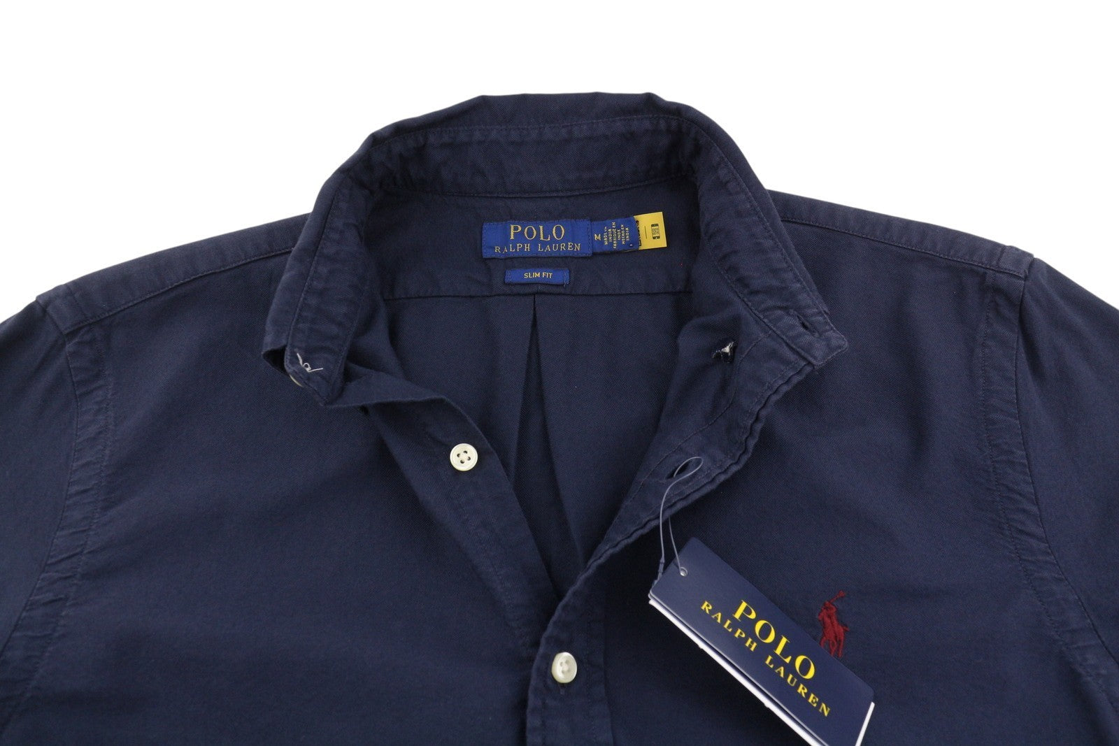 RALPH LAUREN „Core Replen“ vyriški marškinėliai M, mėlyni, su sagomis, prigludę, laisvalaikio stiliaus, RRP159 