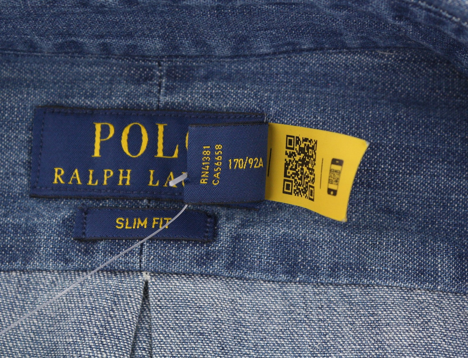 RALPH LAUREN „Core Replen“ vyriški marškinėliai, mėlyni, džinsinio audinio, su sagomis žemyn kaklu, ploni, RRP159 