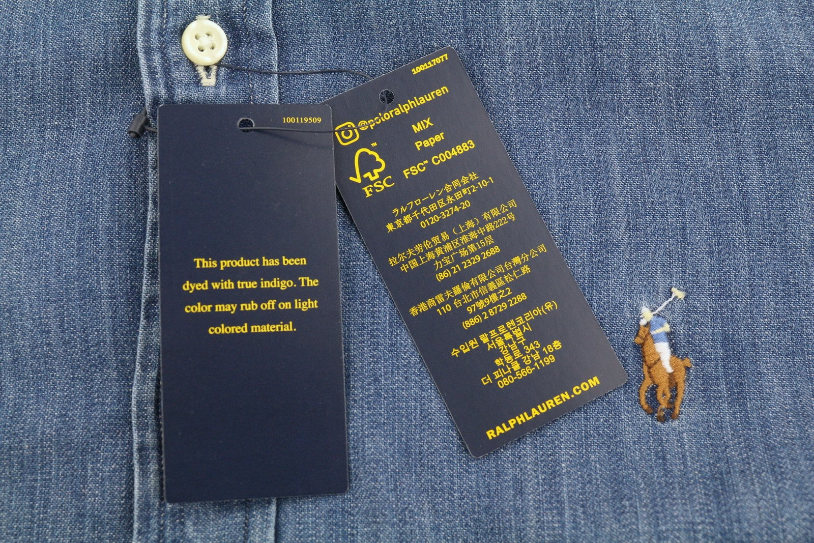 RALPH LAUREN „Core Replen“ vyriški marškinėliai, mėlyni, džinsinio audinio, su sagomis žemyn kaklu, ploni, RRP159 