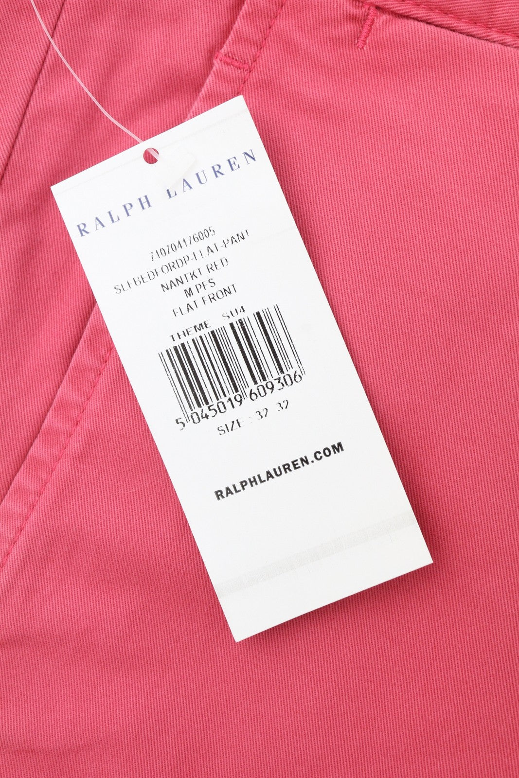 RALPH LAUREN Men Trousers W32/L32 Pink Chino Slim Stretch Zip Fly Logo RRP179