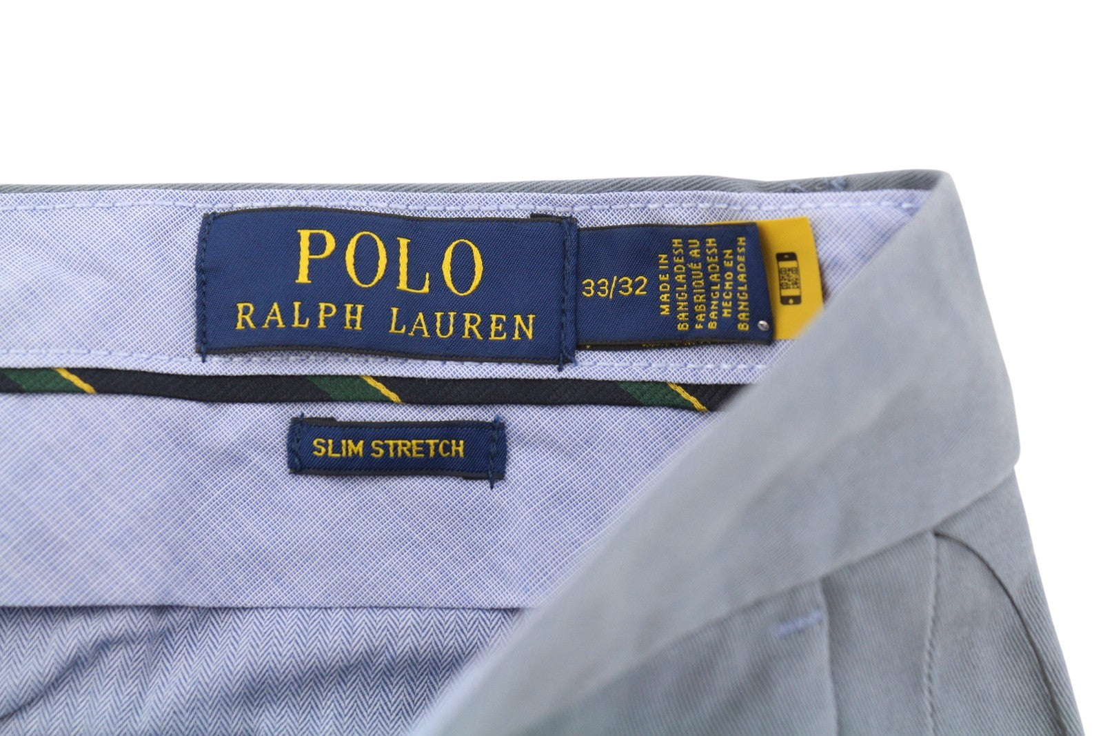RALPH LAUREN Men Trousers W33/L32 Blue Chino Slim Stretch Zip Fly Logo RRP179