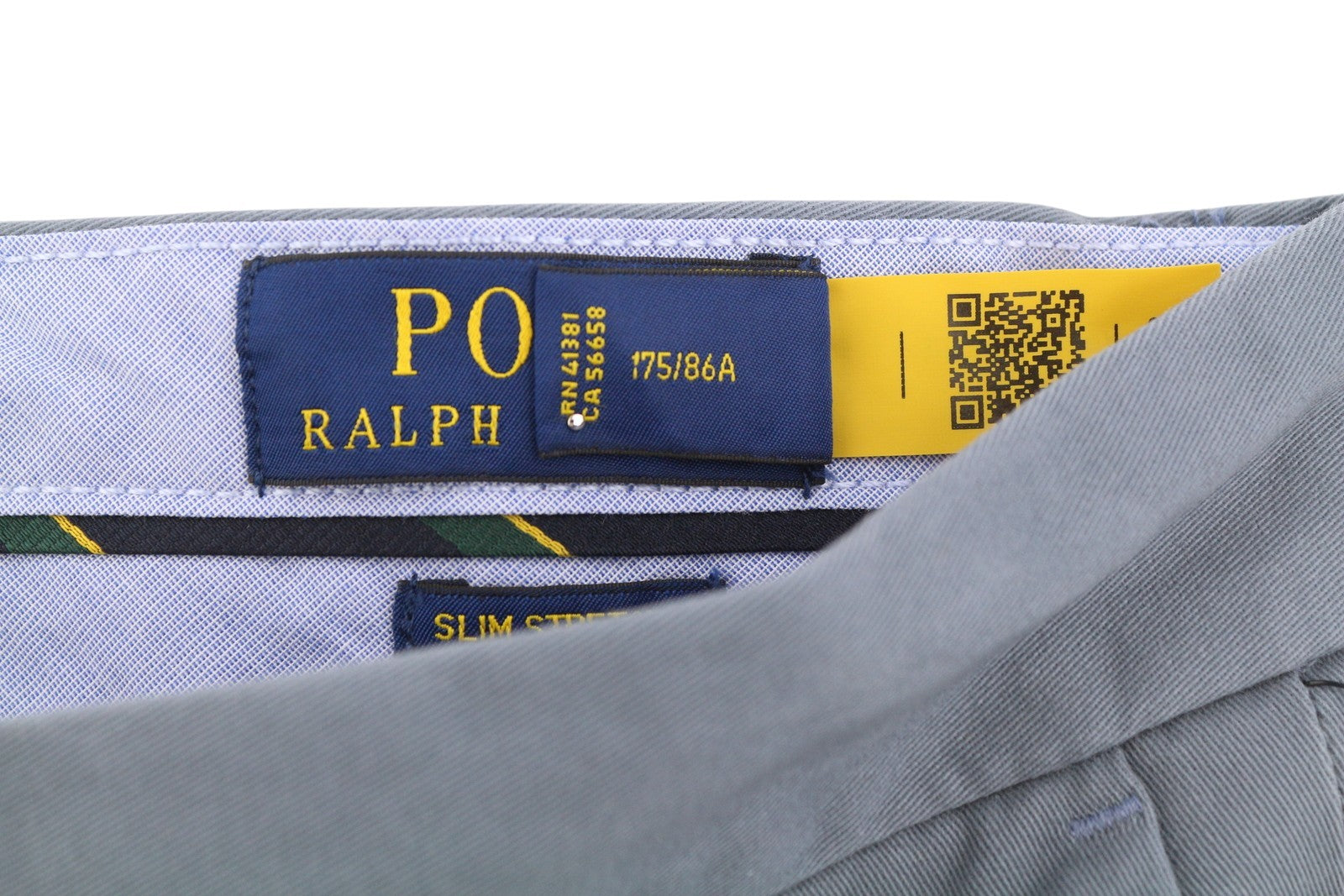RALPH LAUREN Men Trousers W33/L32 Blue Chino Slim Stretch Zip Fly Logo RRP179