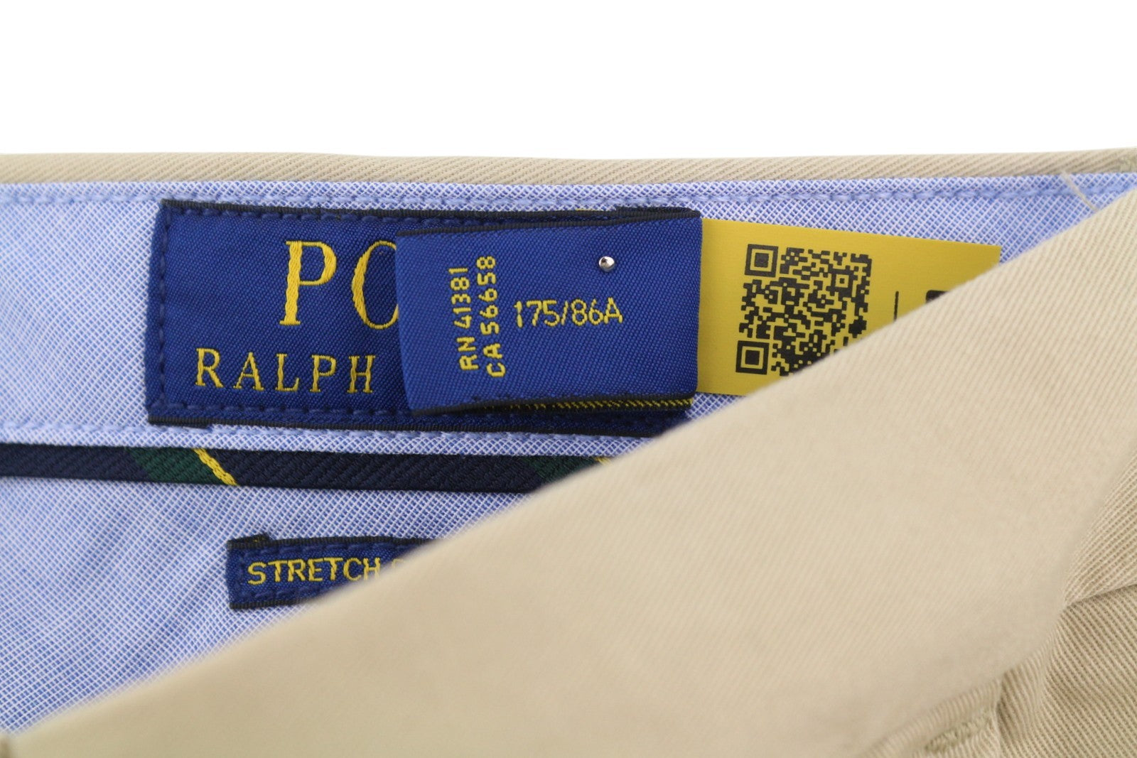 RALPH LAUREN Men Trousers W33/L32 Beige Chino Stretch Straight Fit Zip RRP179