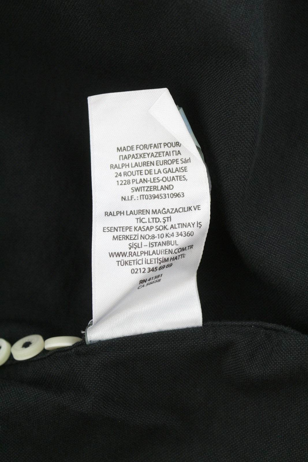 RALPH LAUREN Core Replen Men Shirt XL Black Button-Down Neck Slim Fit RRP159