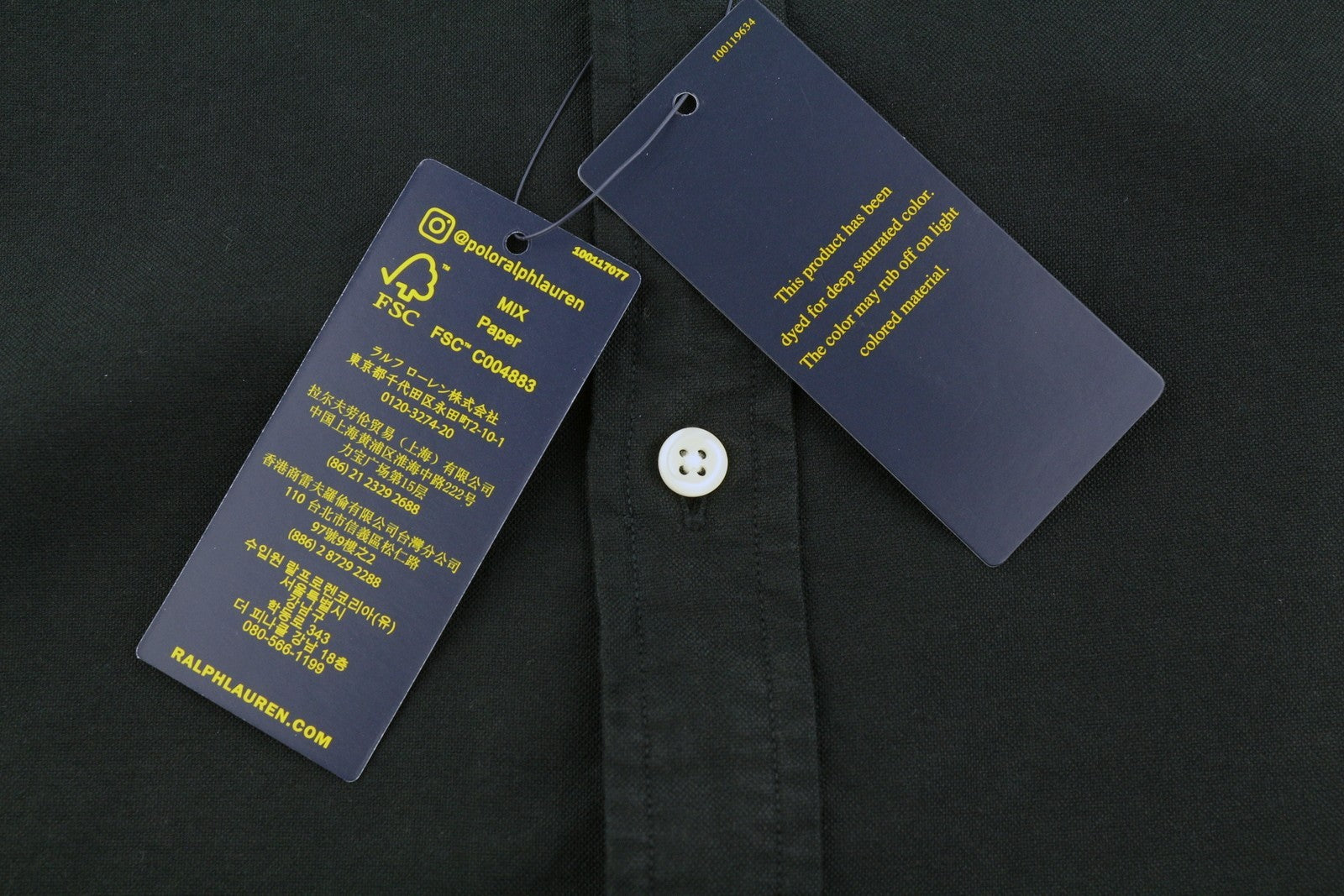 RALPH LAUREN Core Replen Men Shirt XL Black Button-Down Neck Slim Fit RRP159