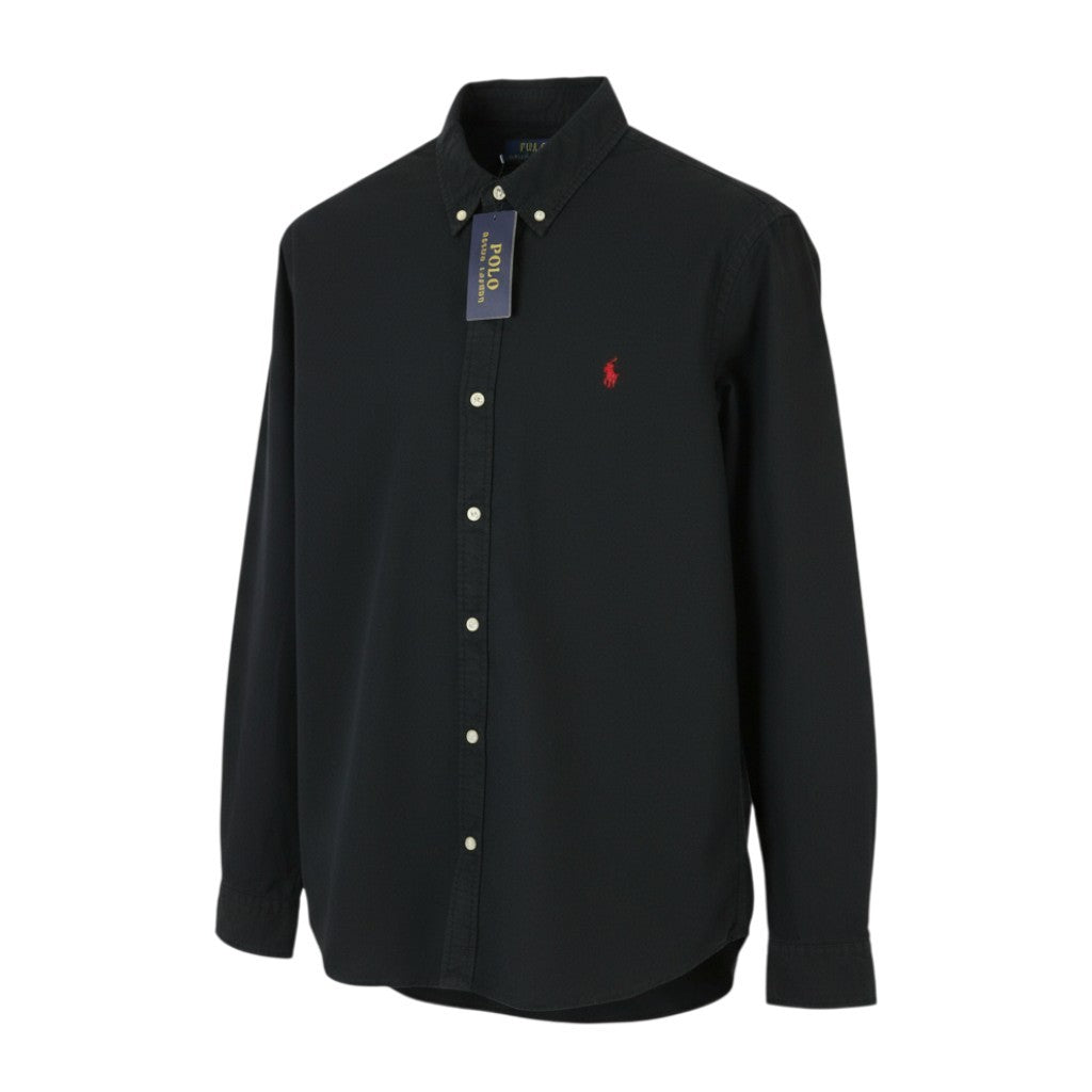 RALPH LAUREN Core Replen Men Shirt XL Black Button-Down Neck Slim Fit RRP159