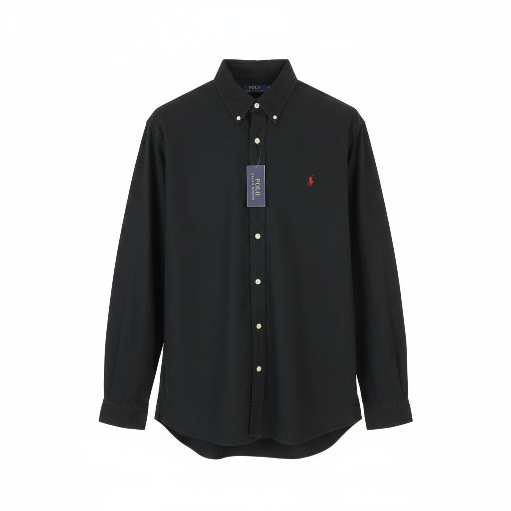 RALPH LAUREN „Core Replen“ vyriški marškinėliai, 2XL, juodi, su sagomis atlenkiama apykakle, pritaikytas kirpimui, RRP149 