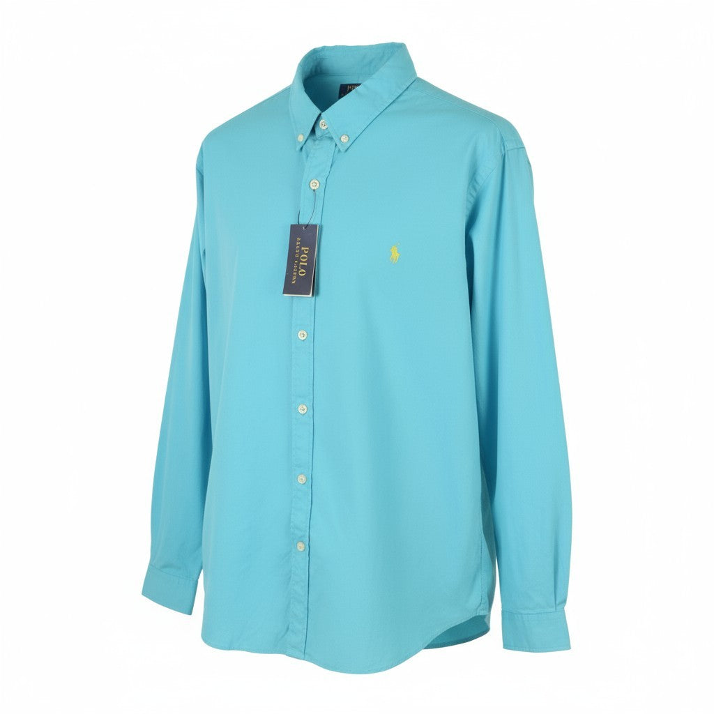 RALPH LAUREN vyriški marškinėliai, 2XL, mėlyni, ploni, plunksninio svorio, dryžuoti marškinėliai su sagomis, RRP150 