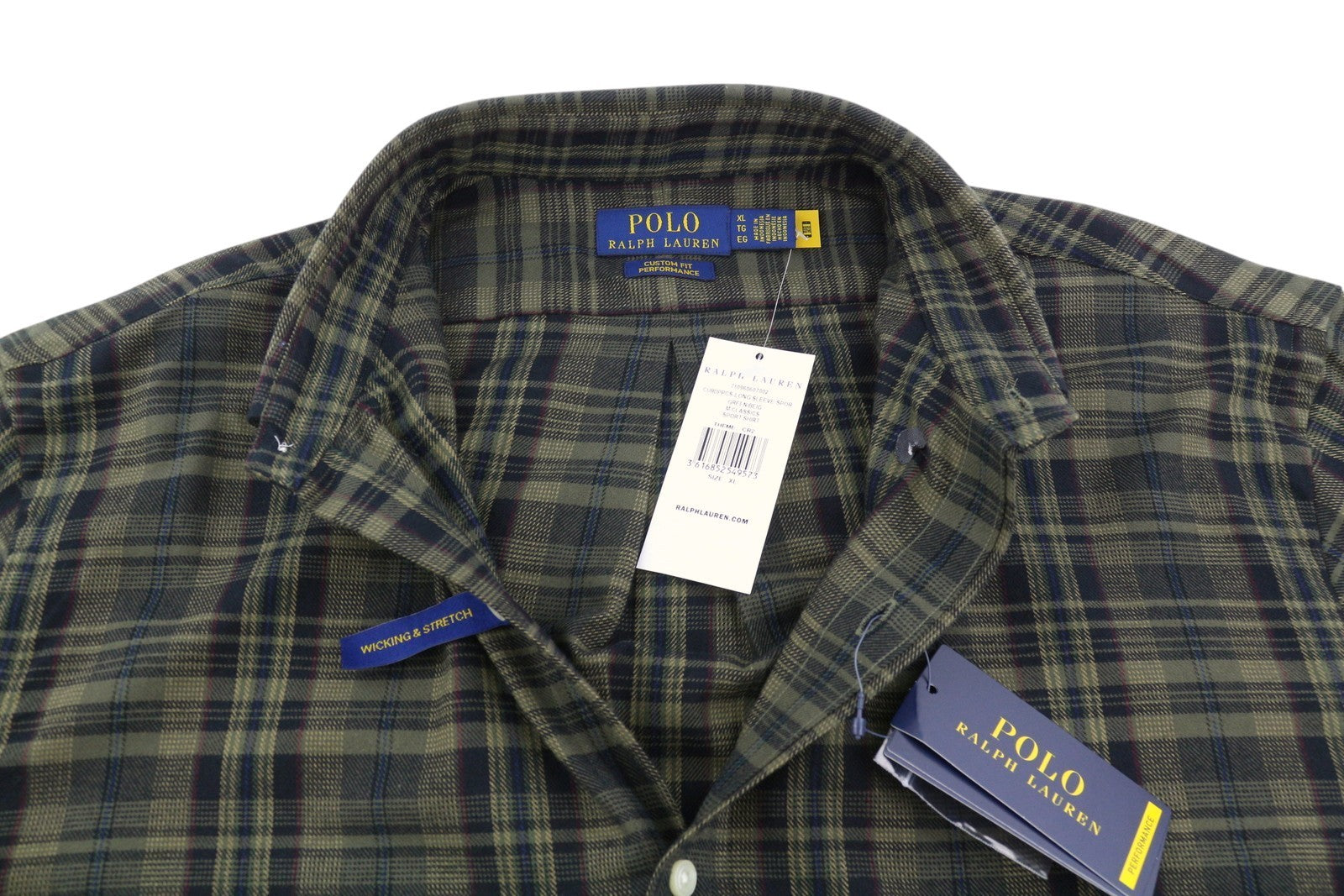 RALPH LAUREN vyriški marškinėliai, XL dydžio, žali, flanelės, languoti, individualiai pritaikyti, su sagomis. 