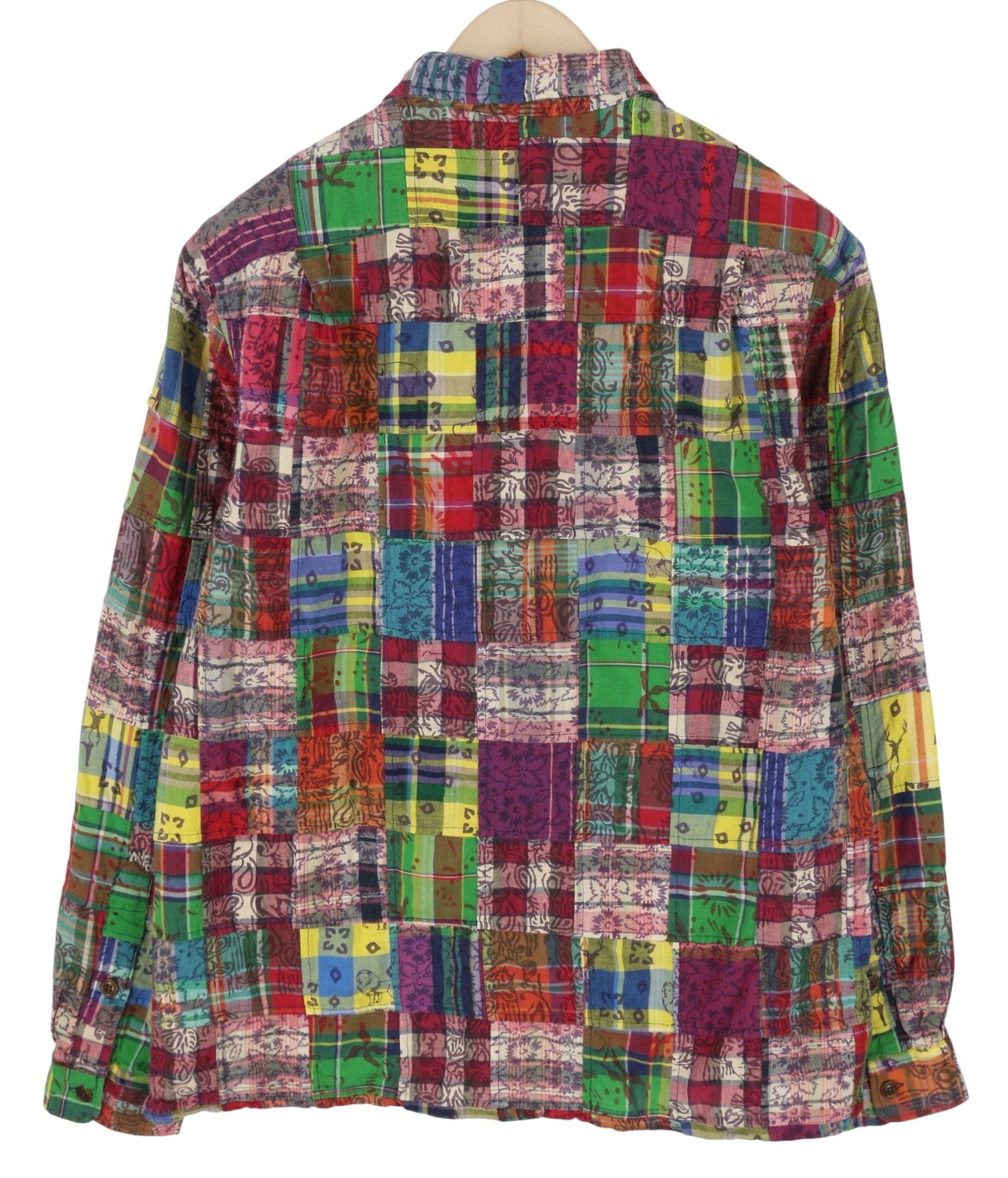 RALPH LAUREN vyriški marškinėliai M Spalvingi lopai Klasikinio kirpimo sagomis užsegami laisvalaikio marškinėliai 