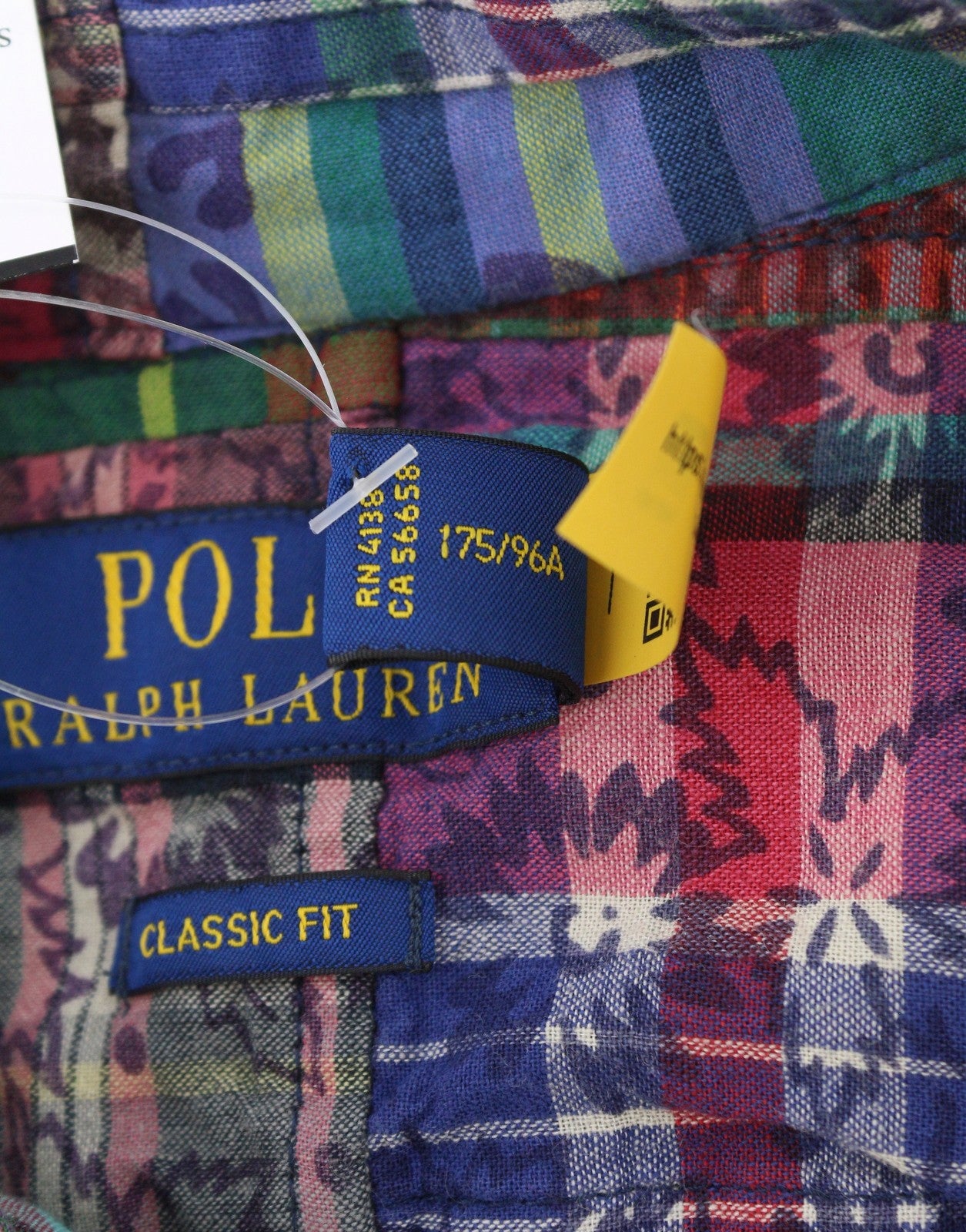 RALPH LAUREN vyriški marškinėliai M Spalvingi lopai Klasikinio kirpimo sagomis užsegami laisvalaikio marškinėliai 