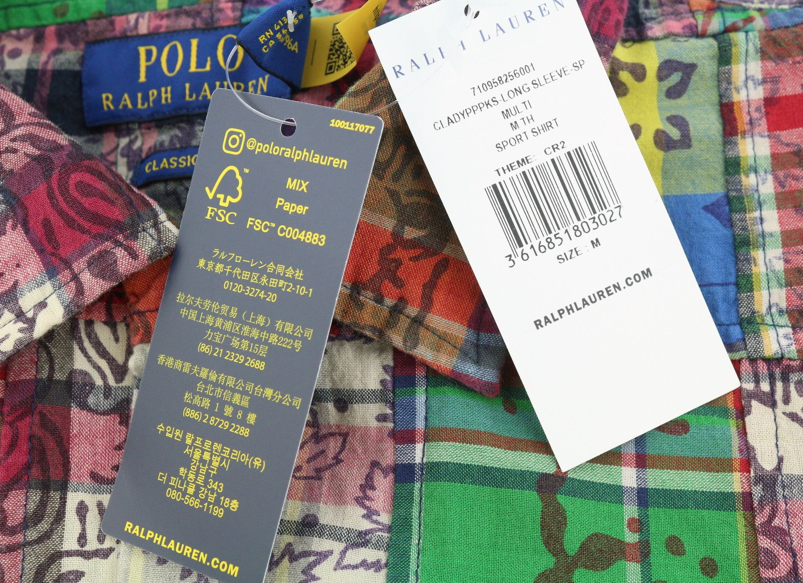 RALPH LAUREN vyriški marškinėliai M Spalvingi lopai Klasikinio kirpimo sagomis užsegami laisvalaikio marškinėliai 