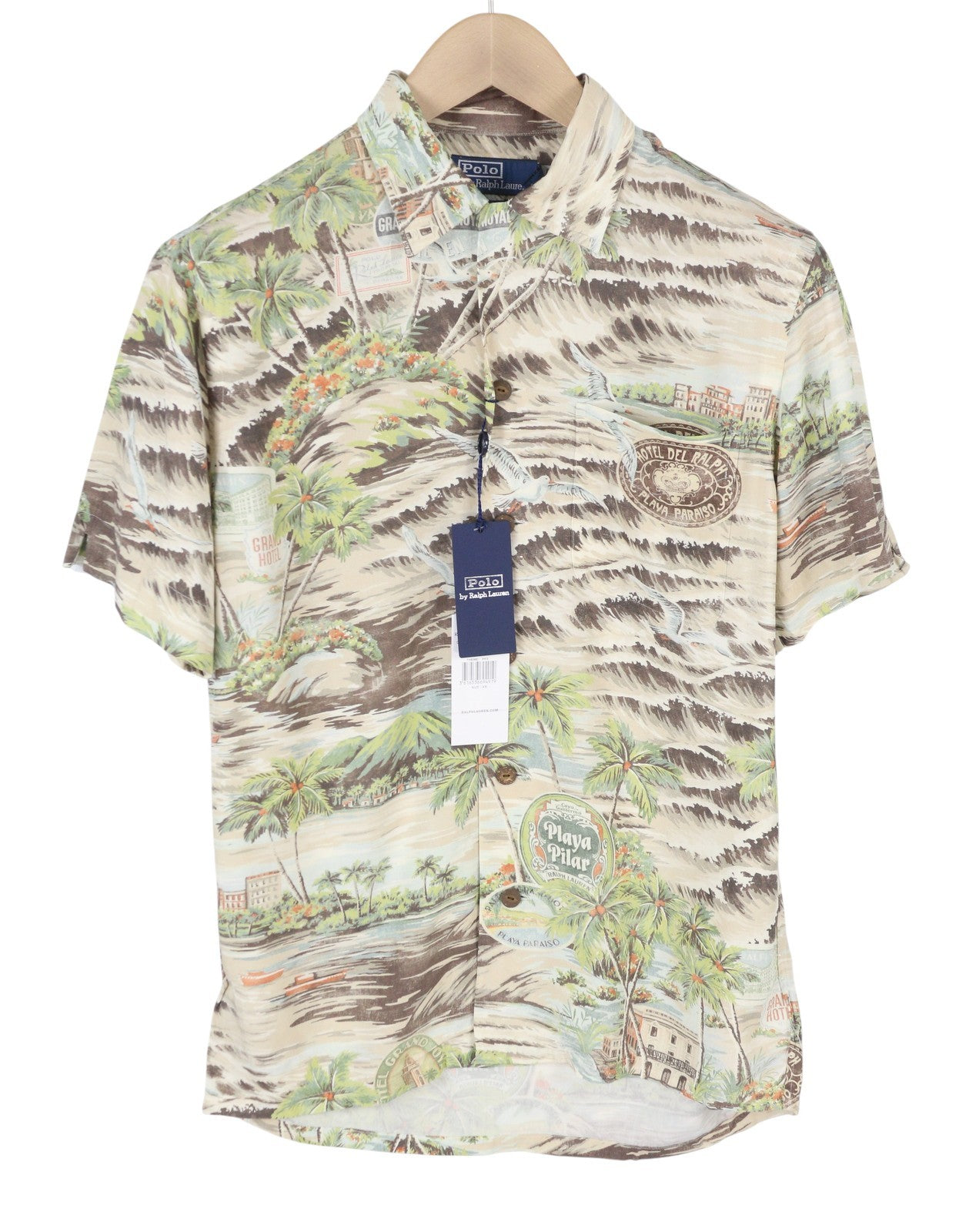 RALPH LAUREN vyriški marškinėliai XS dydžio raštuoti klasikinio kirpimo marškinėliai platėjančios iškirptės trumpomis rankovėmis RRP249 