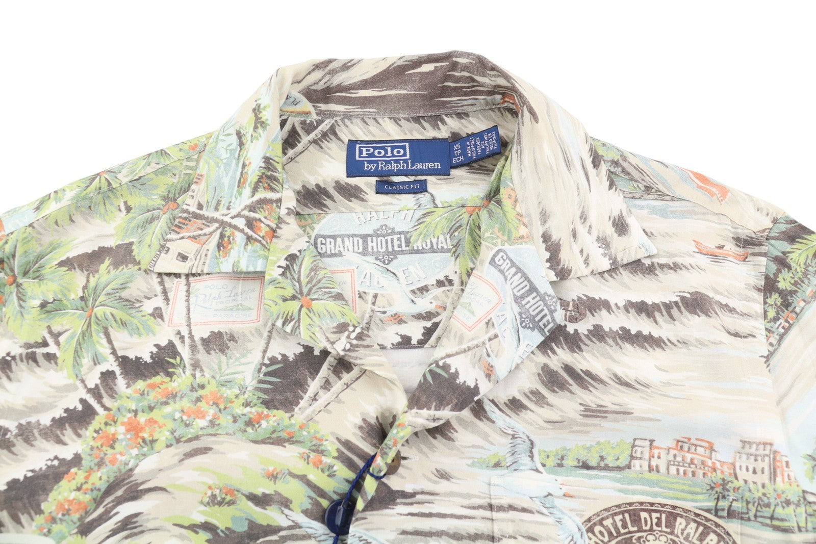 RALPH LAUREN vyriški marškinėliai XS dydžio raštuoti klasikinio kirpimo marškinėliai platėjančios iškirptės trumpomis rankovėmis RRP249 