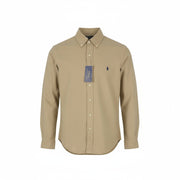 RALPH LAUREN „Core Replen“ vyriški marškinėliai, XS dydžio, rudi, su sagomis atlenkiama apykakle, pritaikytas kirpimas, RRP149 