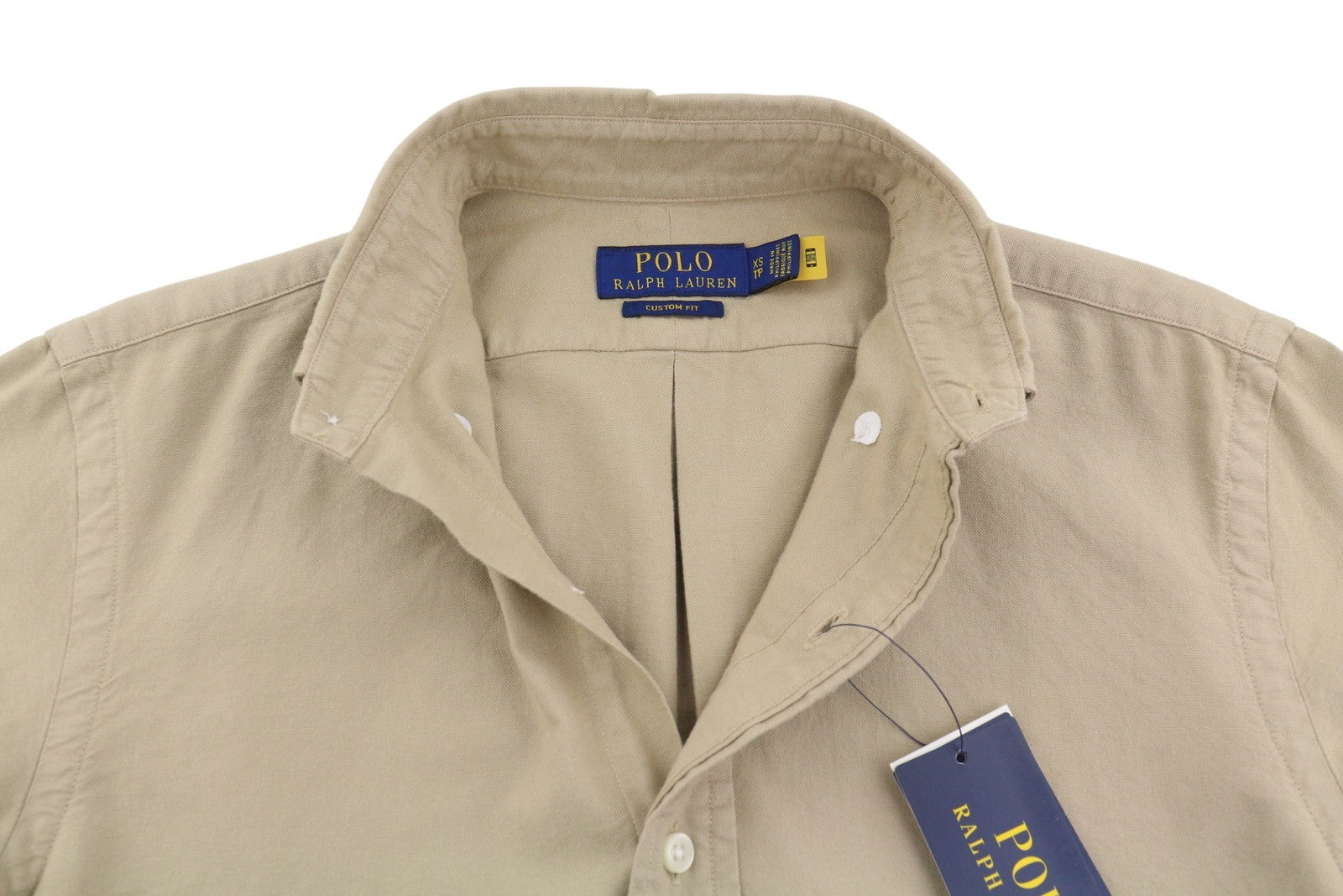 RALPH LAUREN „Core Replen“ vyriški marškinėliai, XS dydžio, rudi, su sagomis atlenkiama apykakle, pritaikytas kirpimas, RRP149 