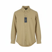 RALPH LAUREN Surrey gelsvai rudi vyriški marškinėliai M, rudi, su sagomis žemyn, individualaus kirpimo, RRP149 