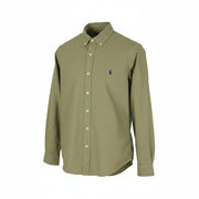 RALPH LAUREN vyriški marškinėliai M žali su sagomis žemyn iškirpte, plonas kirpimas su logotipu, laisvalaikio stilius, RRP149 