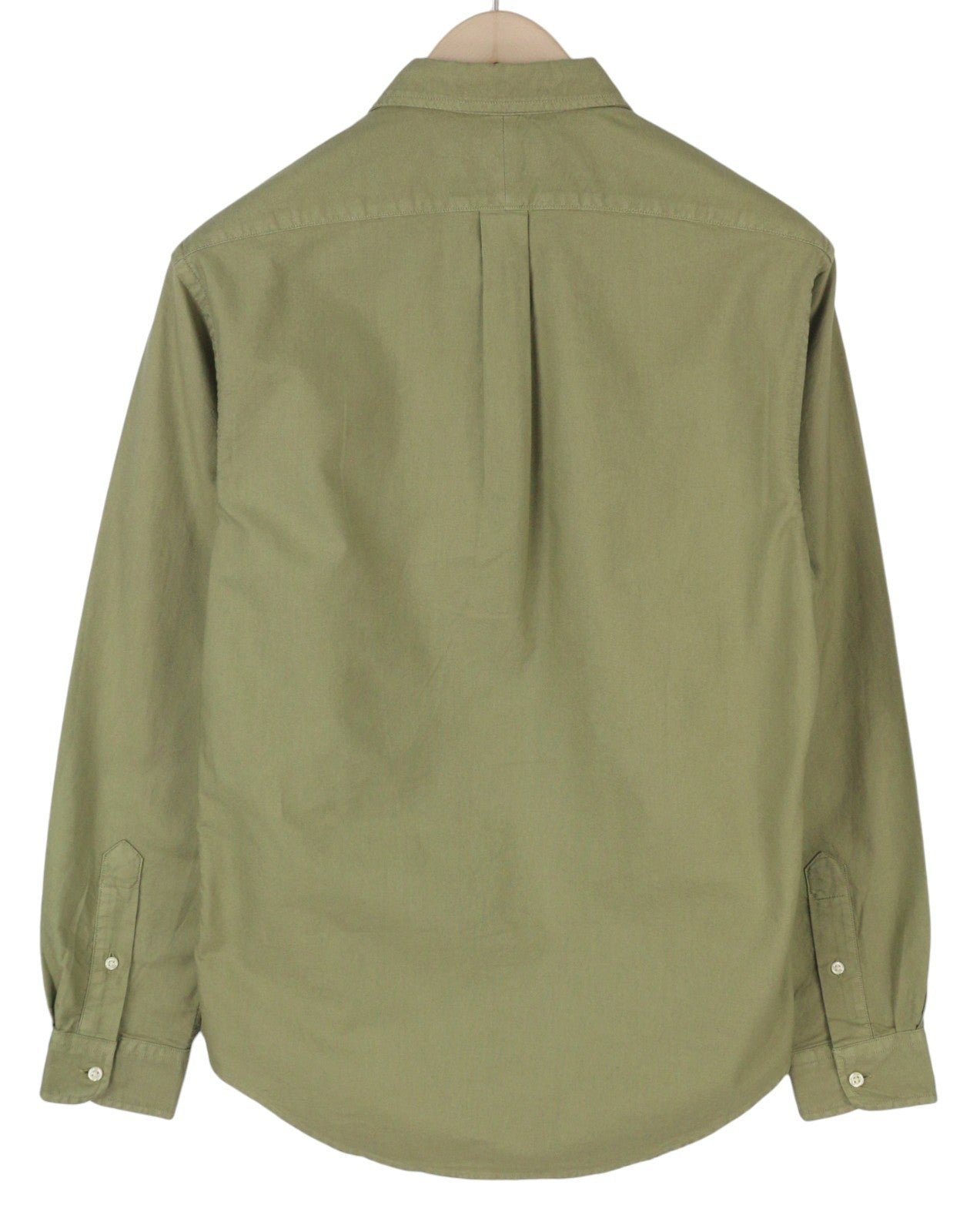 RALPH LAUREN vyriški marškinėliai M žali su sagomis žemyn iškirpte, plonas kirpimas su logotipu, laisvalaikio stilius, RRP149 