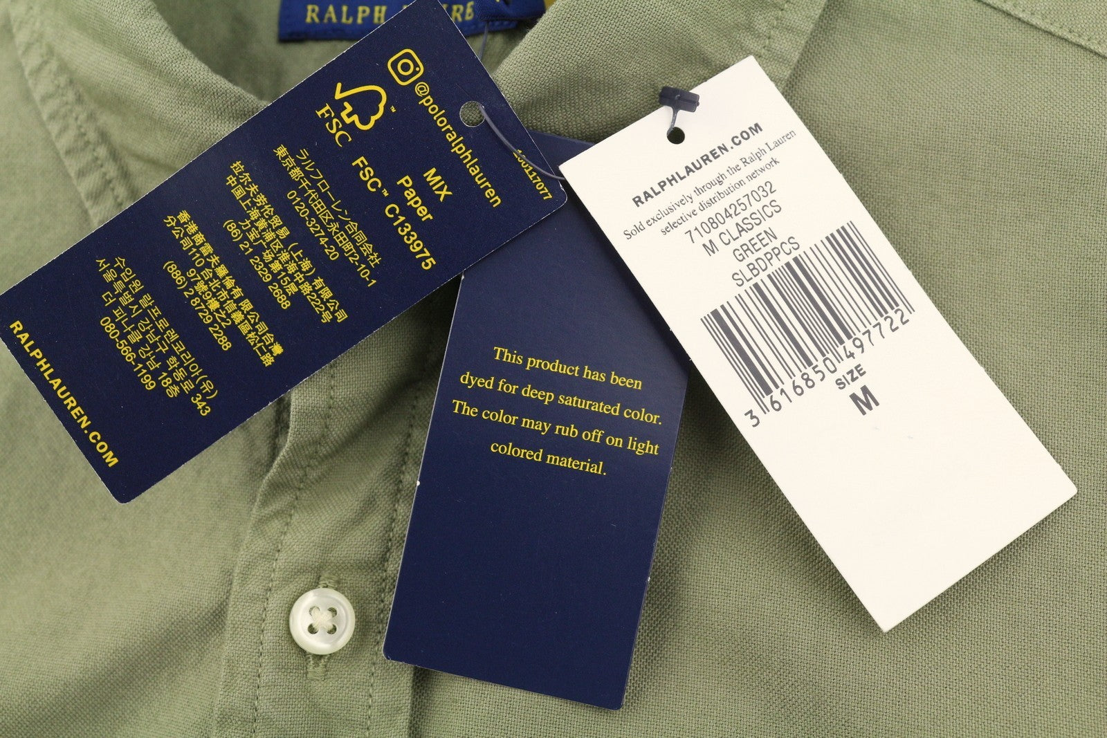 RALPH LAUREN vyriški marškinėliai M žali su sagomis žemyn iškirpte, plonas kirpimas su logotipu, laisvalaikio stilius, RRP149 