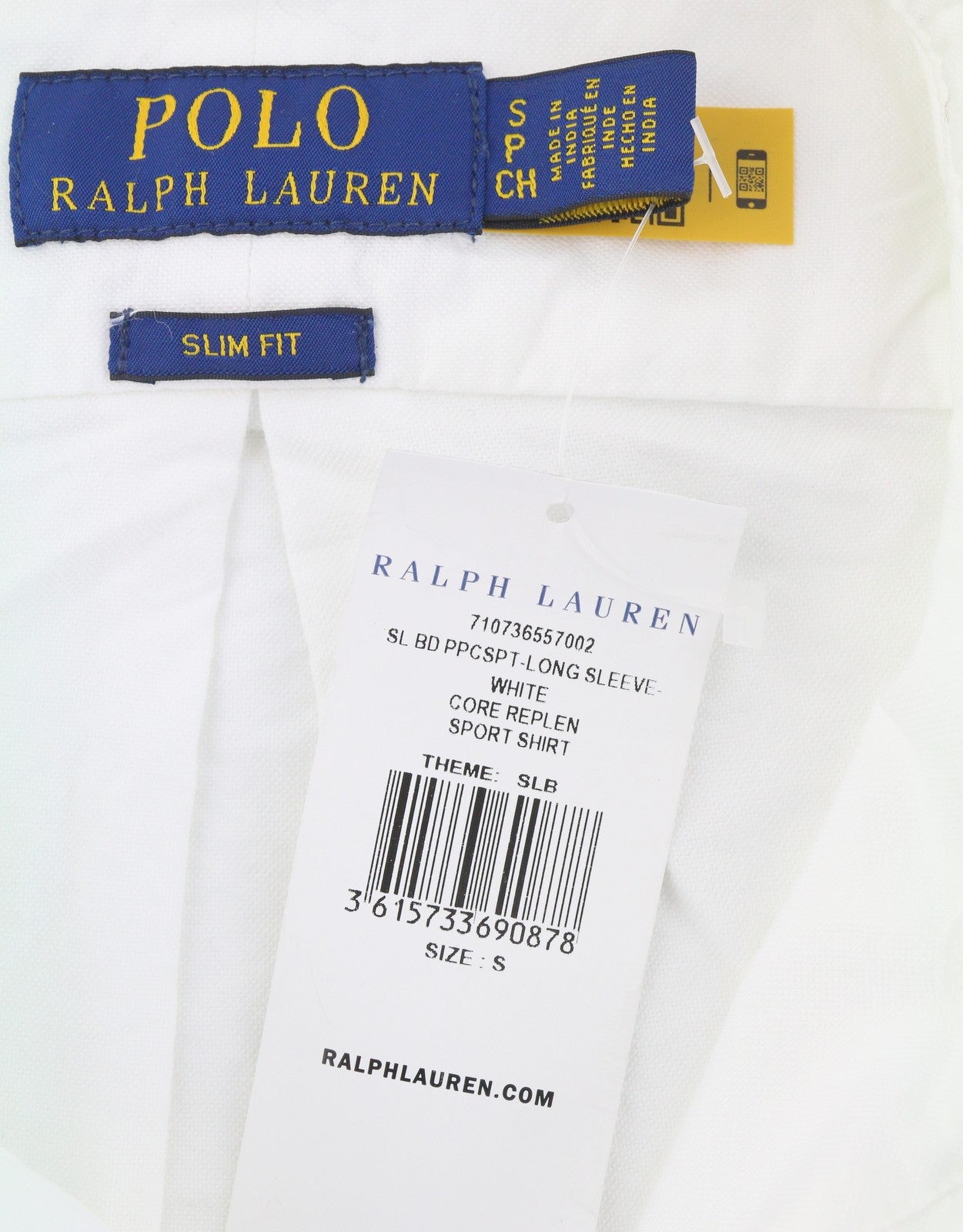 RALPH LAUREN „Core Replen“ vyriški marškinėliai, balti, su sagomis žemyn iškirpte, prigludę prie kaklo (RRP159) 
