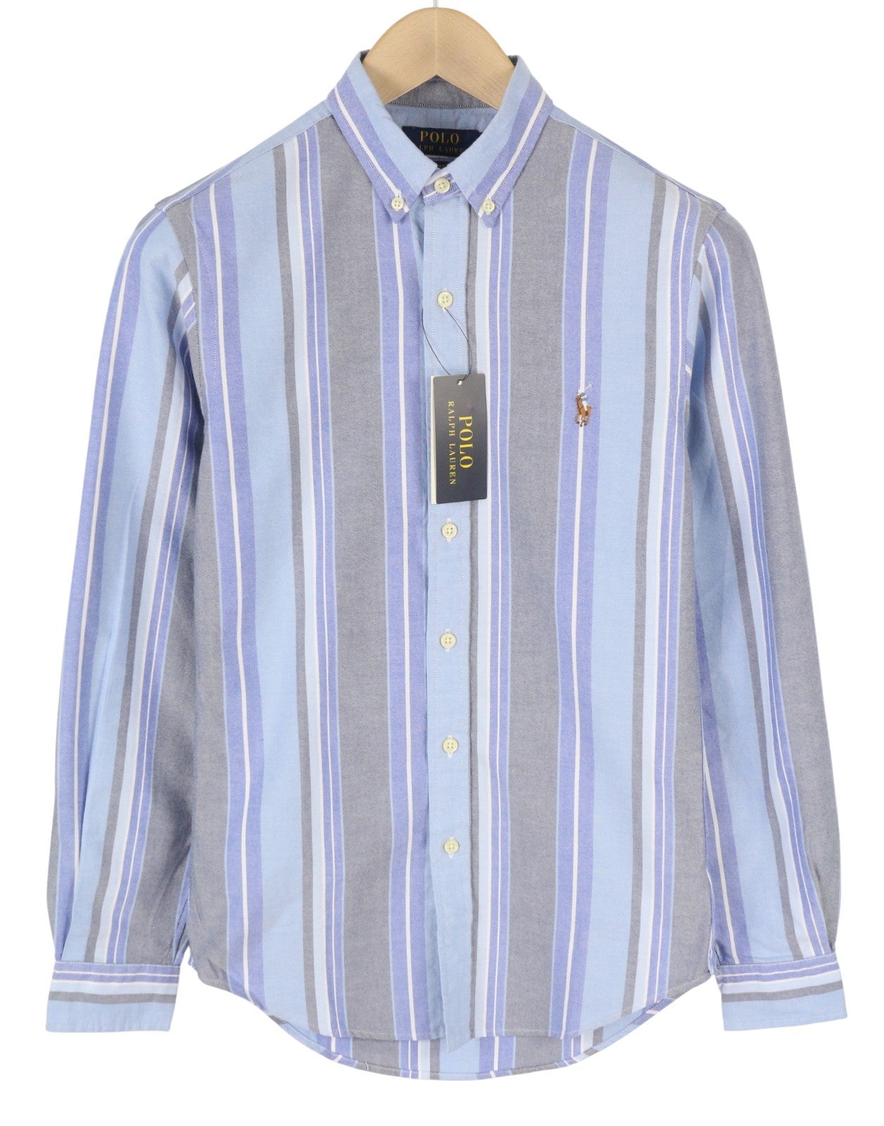 RALPH LAUREN Men Shirt XS Striped Slim Fit Button-Down Neck Embroidered Logo