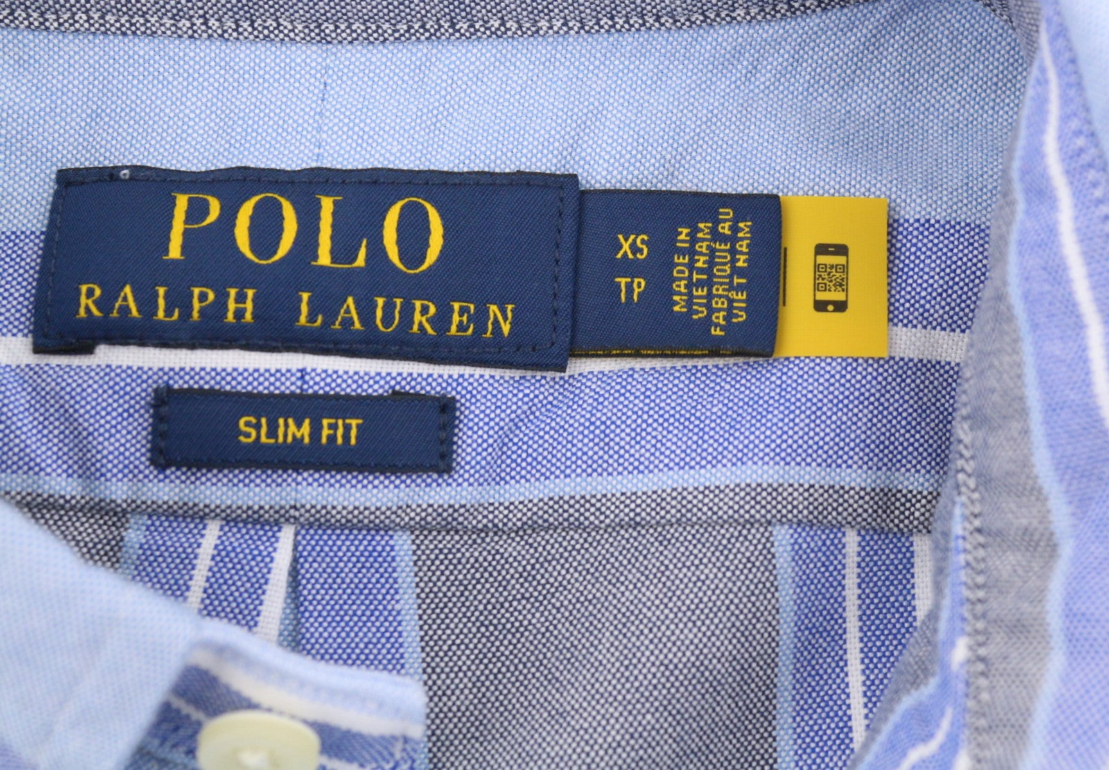 RALPH LAUREN Men Shirt XS Striped Slim Fit Button-Down Neck Embroidered Logo