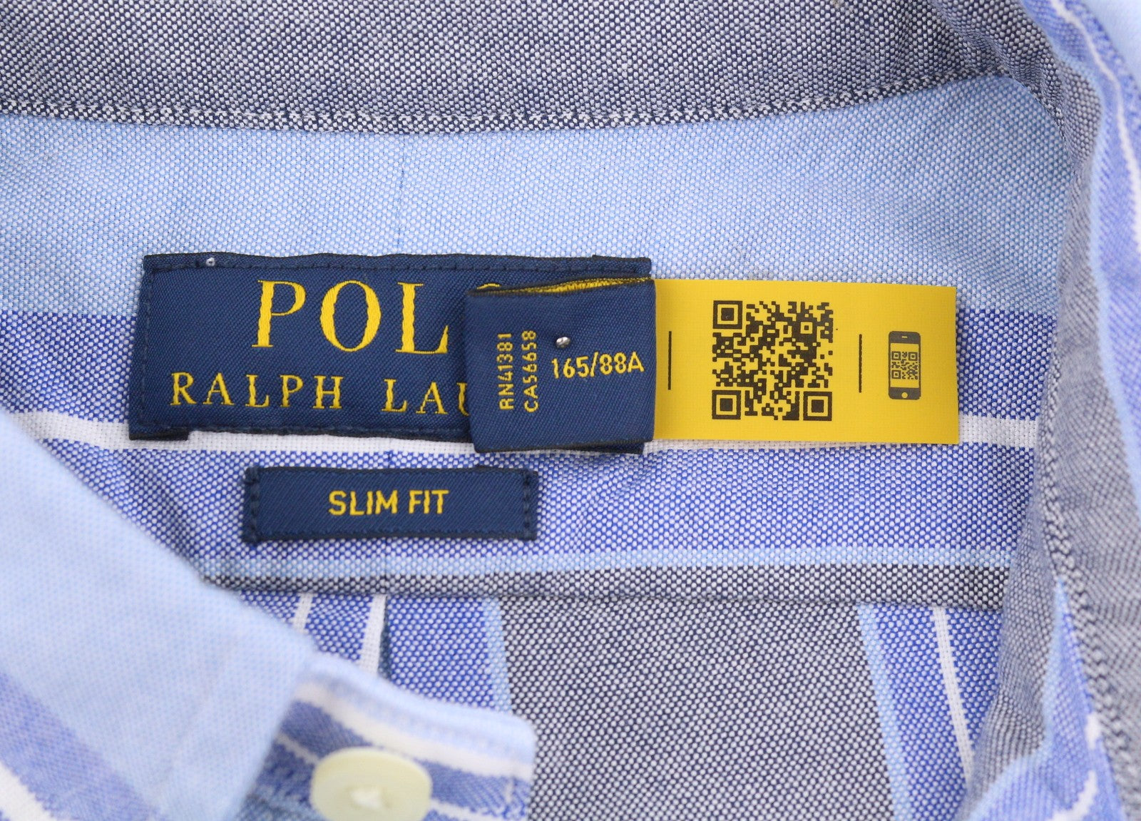 RALPH LAUREN Men Shirt XS Striped Slim Fit Button-Down Neck Embroidered Logo