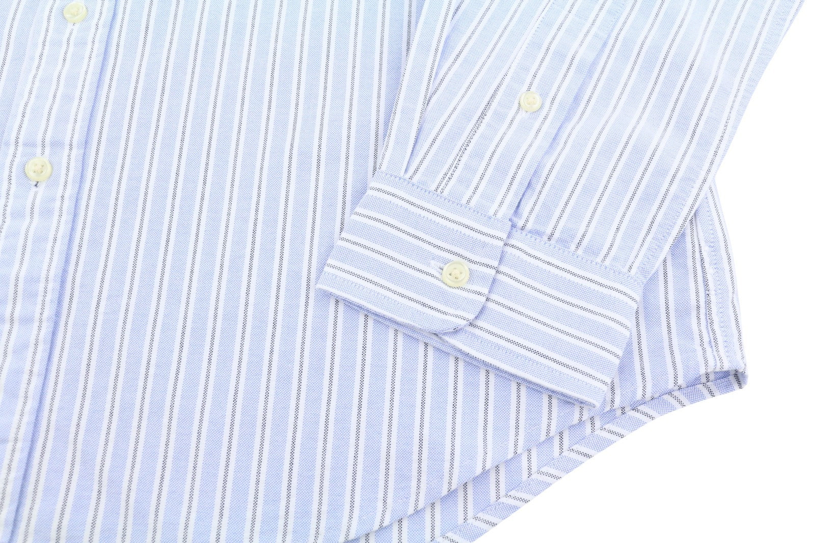 RALPH LAUREN Men Shirt L Blue Striped Custom Fit Button-Down Neck Logo RRP149