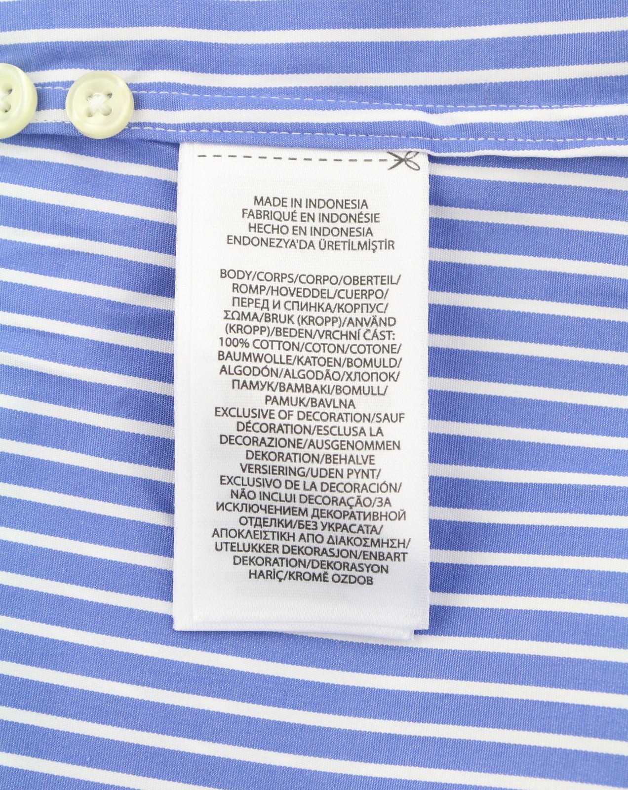 RALPH LAUREN Men Shirt M Blue Striped Cutaway Neck Custom Fit Button-Up RRP212