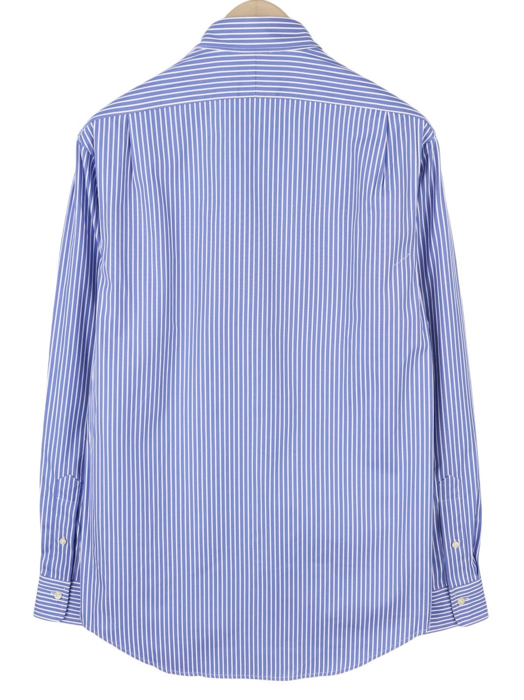 RALPH LAUREN Men Shirt M Blue Striped Cutaway Neck Custom Fit Button-Up RRP212
