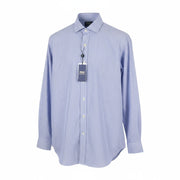 RALPH LAUREN Men Formal Shirt M Blue Striped Custom Fit Cutaway Logo RRP169