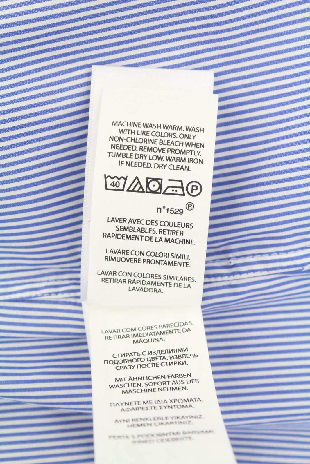 RALPH LAUREN Men Formal Shirt M Blue Striped Custom Fit Cutaway Logo RRP169