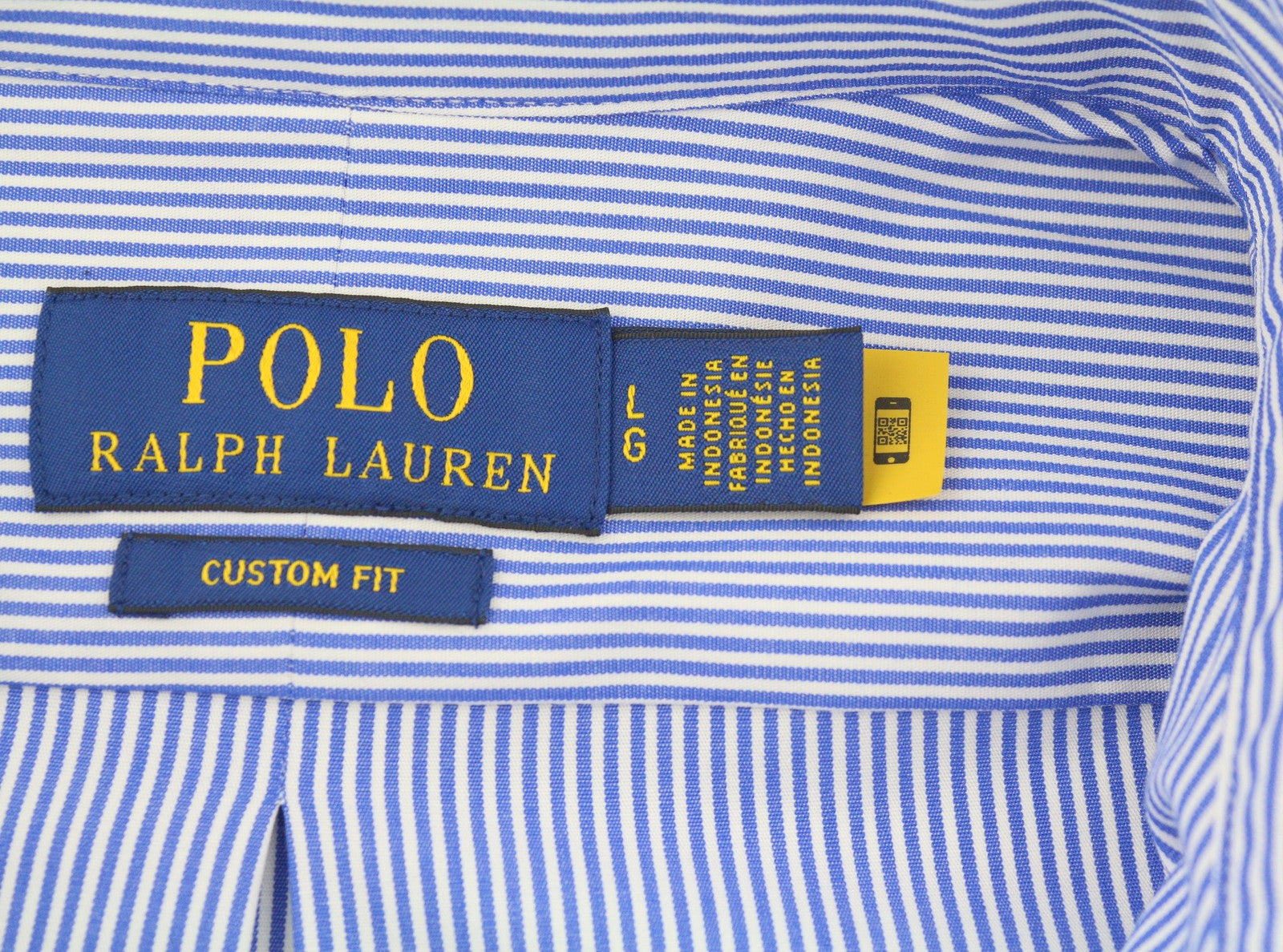 RALPH LAUREN „Core Replen“ vyriški marškinėliai, L dydžio, mėlyni, dryžuoti, su sagomis, RRP155 