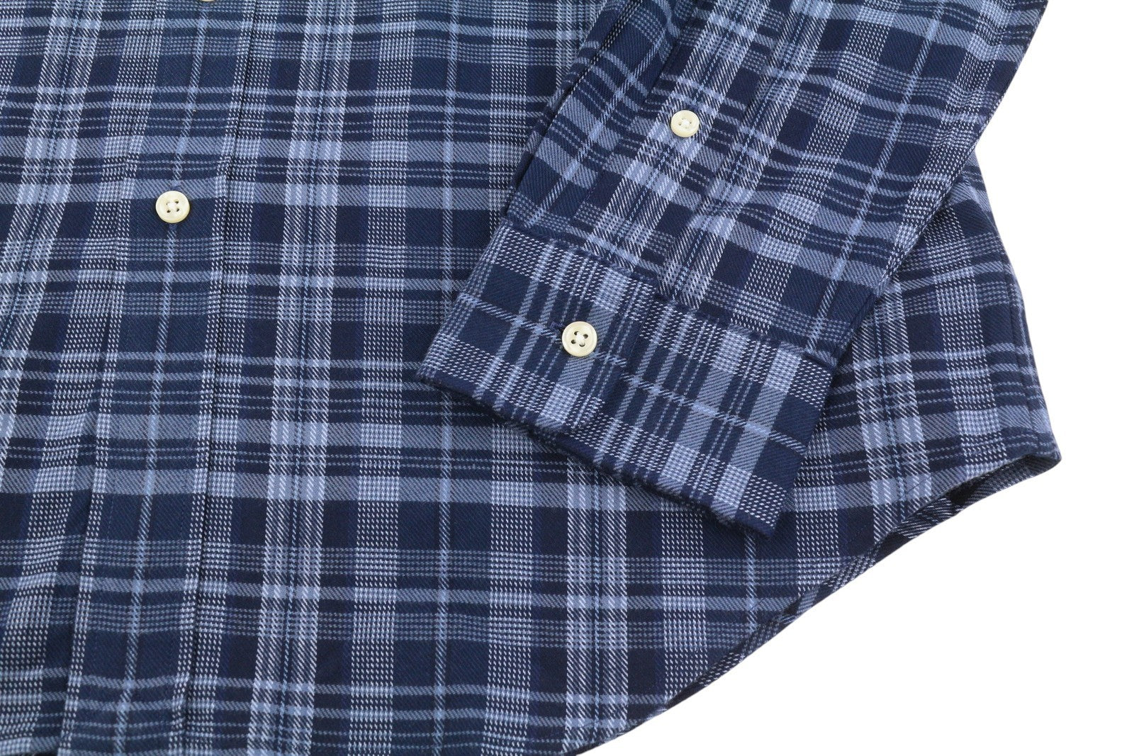 RALPH LAUREN vyriški marškinėliai M mėlyni, pritaikyti sportiniam languotam flaneliniam sagų užsegimui RRP169 