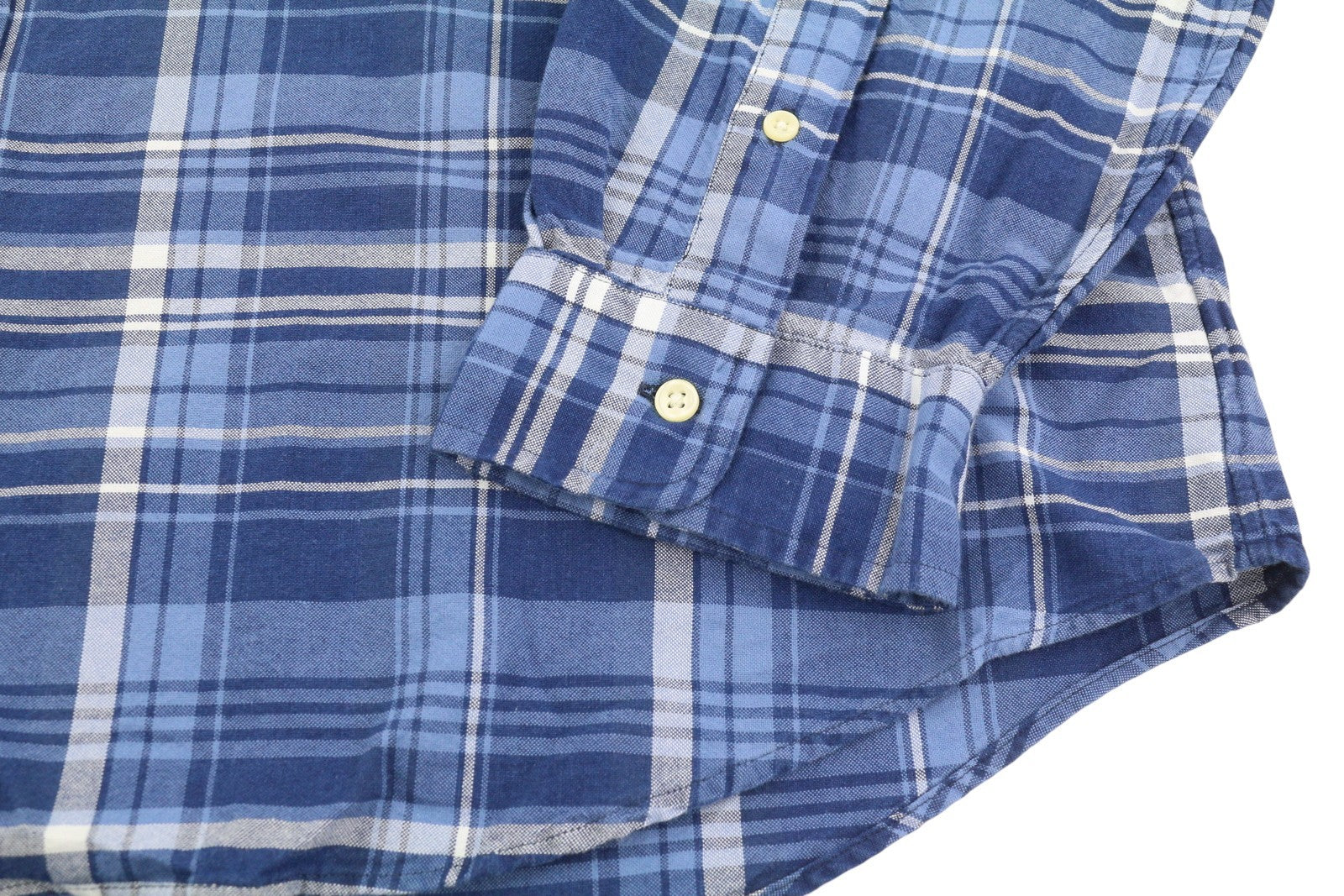 RALPH LAUREN vyriški marškinėliai, 2XL, mėlyni, klasikinio kirpimo, indigo spalvos, languoti, su sagomis žemyn iškirpte. 