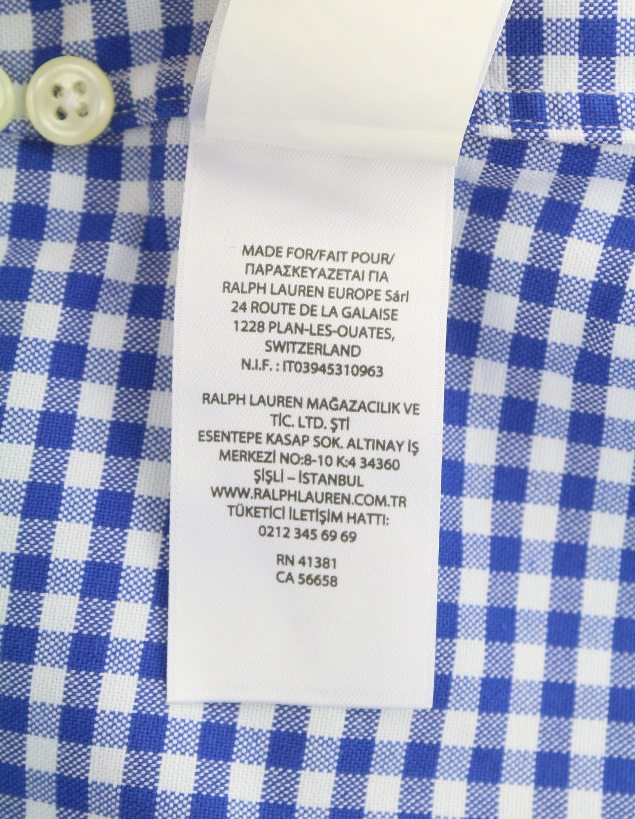 RALPH LAUREN „Core Replen“ vyriški marškinėliai, 2XL, mėlyni languoti, su sagomis žemyn iškirpte, laisvalaikio stiliaus, RRP159 