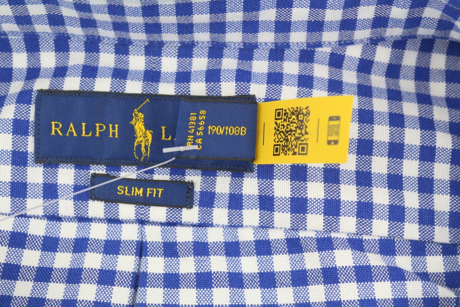 RALPH LAUREN „Core Replen“ vyriški marškinėliai, 2XL, mėlyni languoti, su sagomis žemyn iškirpte, laisvalaikio stiliaus, RRP159 