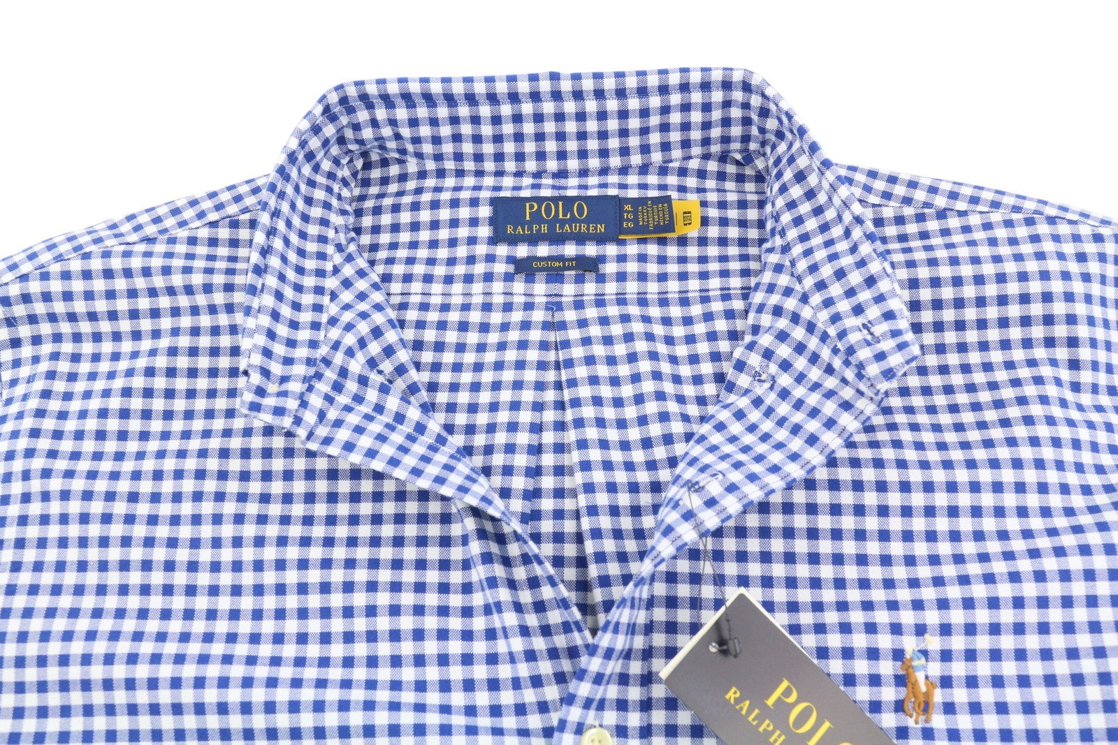 RALPH LAUREN Core Replen Men Shirt XL Blue Check Button-Down Neck Casual RRP159