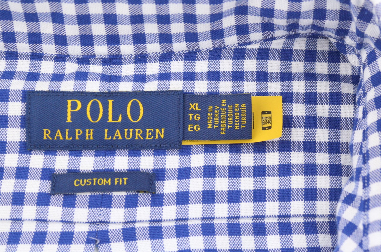 RALPH LAUREN Core Replen Men Shirt XL Blue Check Button-Down Neck Casual RRP159