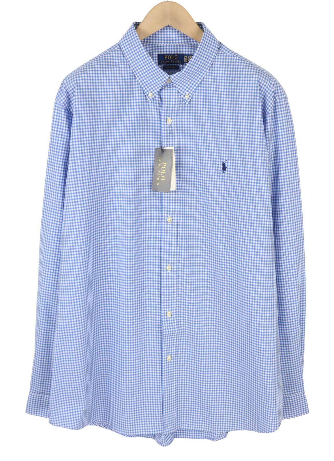 RALPH LAUREN Core Replen Men Shirt 2XL Blue Check Button-Down Custom Fit RRP159
